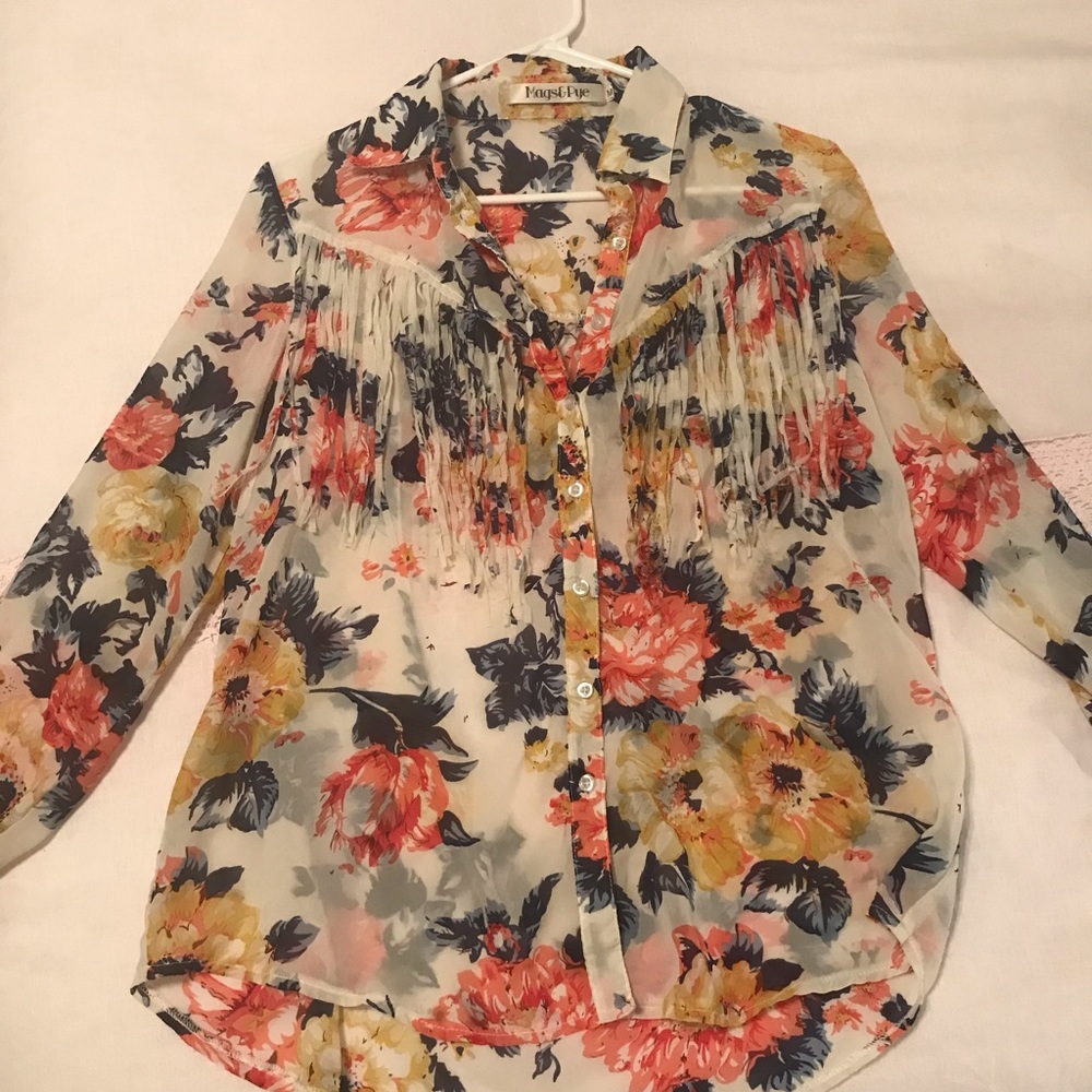 Fringe Floral Blouse